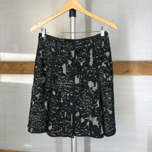 Annette GORTZ Lian Black Textured Wool Blend Pleated A-Line Lined Skirt EU 36